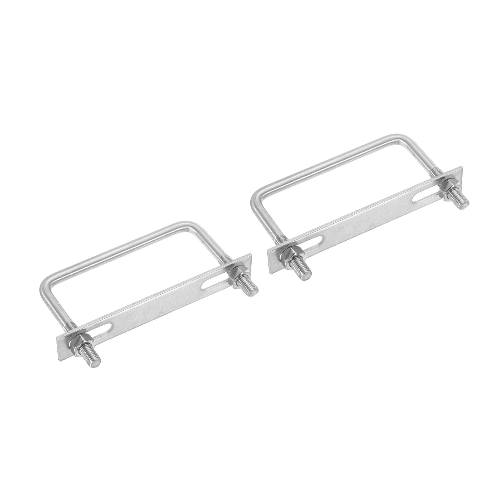 PATIKIL M10x120x90mm Square U-Bolts Kit, 2Set 304 Stainless Steel Square U Shaped Bolts Replacement Parts with Frame Plates and Nuts for Ski Board Sailboat Trailer
