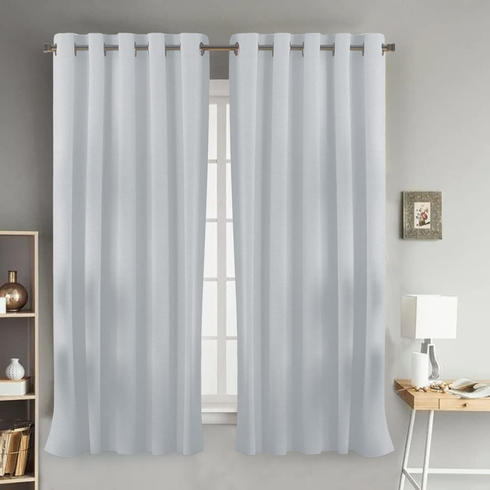 Photo 1 of Cotton Curtains Long Durable Grommet with 2 panels 63 Length X 42 Width Inches White| Sheer Backdrop Window Curtain|Livingroom|Bedroom|Kitchen Decor Soft Pre-Washed Semi Black-out| Shading Drapes