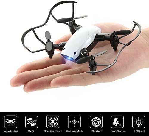 Nano Mini RC Portable Pocket Foldable Stunt Drone Quadcopter Helicopter for Kids, Beginners, Indoor &amp; Outdoor- Altitude Hold, One Key Take-off/Landing &amp; Remote Control (white)