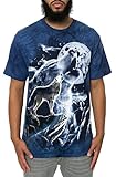 The Mountain Mens Wolf Spirit Moon Short Sleeve T-Shirt, Blue, Large