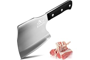 BLADESMITH Bone Cleaver Butcher Axe – Full Tang Heavy Duty for Big Bones & Frozen Meat, 2lbs Axe-7mm Thicken Blade, Pakkawood