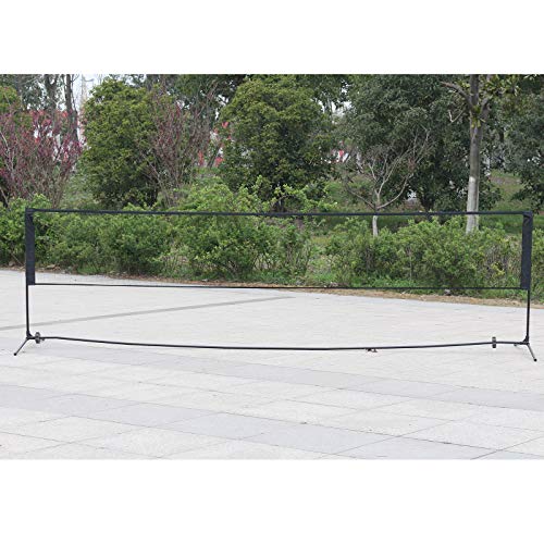 AJO Adjustable Foldable Portable Recreational Volleyball Badminton Tennis Net Set - Easy Setup Nylon Sports Net with Poles,for Indoor or Outdoor Court,Beach,Backyard (16.5 FT)