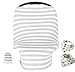Bonn 1949 Baby Car Seat Cover,Nursing Cover,Car seat Canopy Covers Multi-Use Infant Car seat Canopy Covers Shopping Cart High Chair Stroller- Best Multi-Use Infinity Stretchy Shawl(Gray/White Stripe)