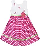 Sunny Fashion Girls Dress Pink Dot Flower Embroidered Sundress