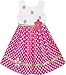 Sunny Fashion Girls Dress Pink Dot Flower Embroidered Sundress Size 6