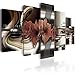 Konda Art Large 5 panels Red Flower Prints Wall Art Contemporary Canvas Artwork Modern Abstract Flower Painting Decorations for living room Framed Ready to hang (80