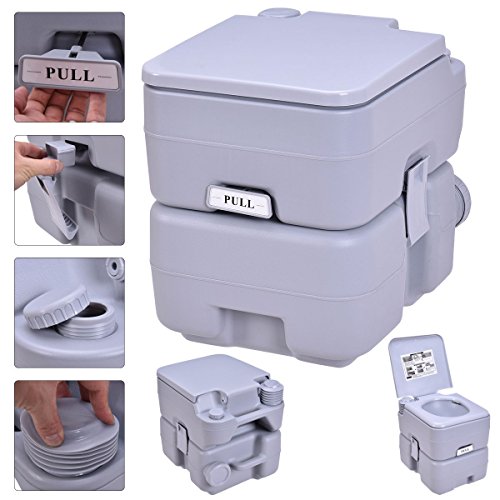 choice 5 Gallon 20L Portable Toilet Flush Travel Camping Outdoor/Indoor Potty Commode Products (Gray)