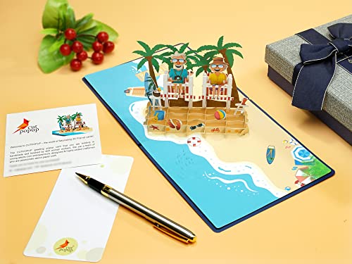 CUTPOPUP Funny Beach Couple – 3D Anniversary Card, Birthday Card, Wedding Greeting Card, Gift Card, Original Gifts for Women (Funny Couple) US8-OC211ES