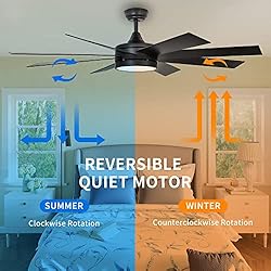 YITAHOME Black 60 Inch Ceiling Fan with Light and