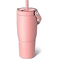 BrüMate Resa 25oz 100% Leakproof Travel Tumbler with Handle & Straw | Flexible Soft Sip Straw | Silicone Sleeve for Durability | Stainless Steel | Cup Holder & Travel Friendly | (Guava)