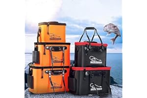Fishing Bucket EVA Fishing Water Bucket Collapsible Live Fish Box Water Container for Traveling Hiking Fishing Boating