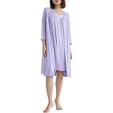 Latuza Women's Viscose Nightgown and Robe Set Button Front Housecoat