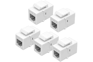 NECABLES 5Pack CAT3 Telephone Keystone Jack Phone Keystone Coupler RJ11 6P4C Female to Female White
