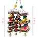 PINVNBY Parrot Chewing Toy Bird Perch Natural Wooden Block Hanging Swing Bell Climbing Toy Colorful Beads Bird Cage Accessories for Macaw African Grey Amazon Cockatoo Budgies Parakeet Lovebirdthumb 1