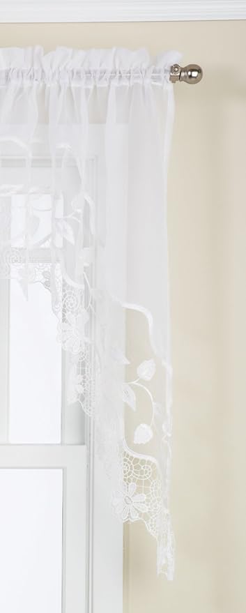 LORRAINE HOME FASHIONS Seville Tailored Swag Pair, 60 by 30-Inch, White