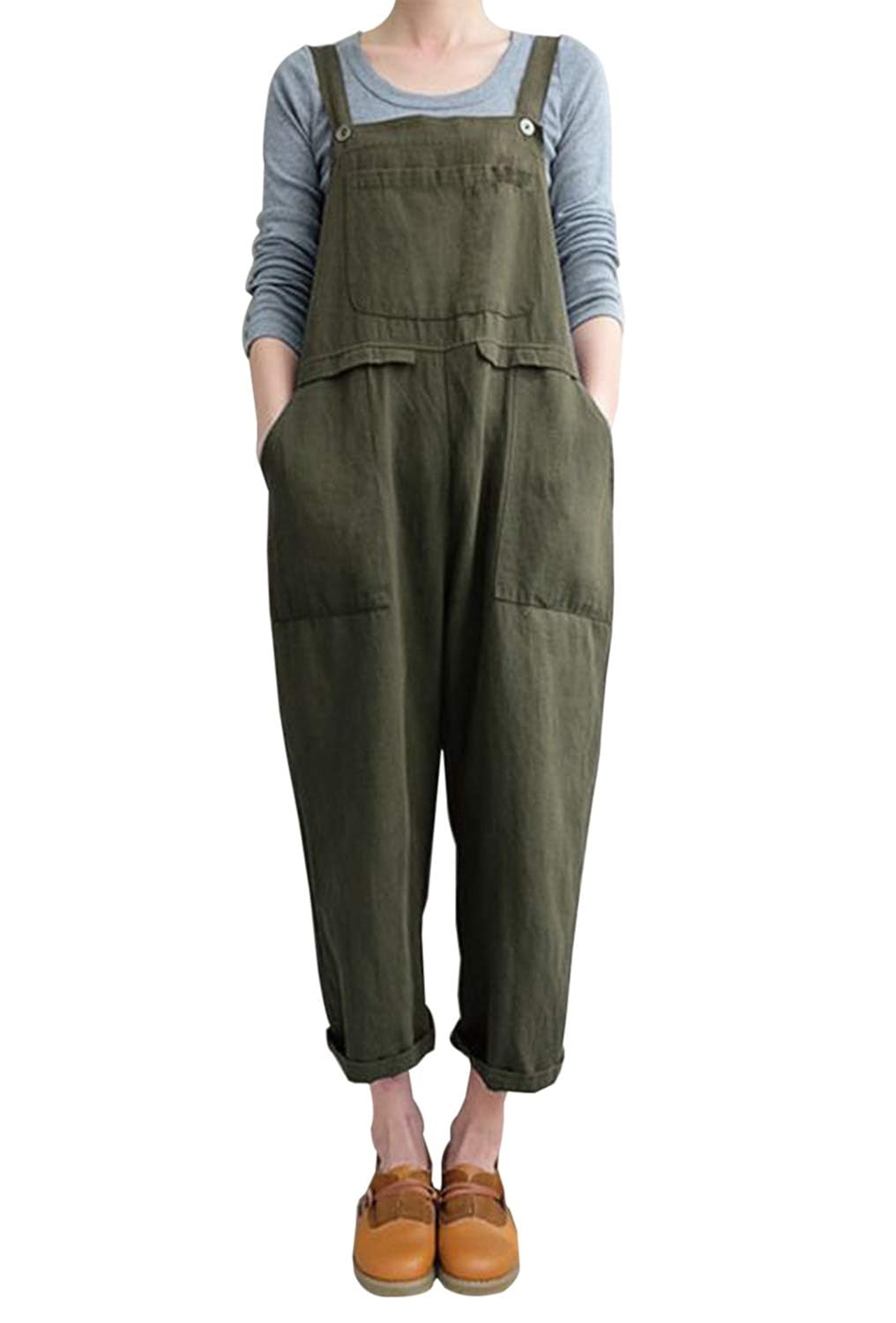 womens linen bib overalls