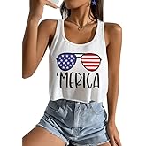 Women's Sexy American Flag Crop Tank 4th of July Patriotic Sleeveless Tee Tops