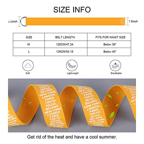 JASGOOD Canvas Belts for Women, Fabric Web Belts with Double D Ring buckle Extra Long Strap 1.5inch Wide