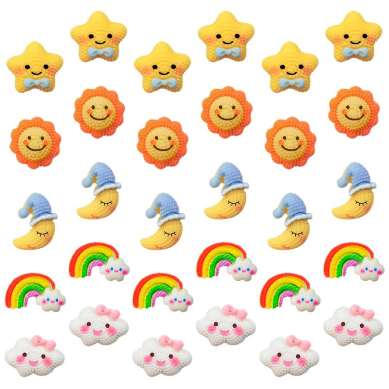 OFFSCH Decorative Push Pins 30 Pcs Wall Thumb Tacks for Cork Board Photos Travel Maps Office Home Use Cute Moon Star Drawing Pins