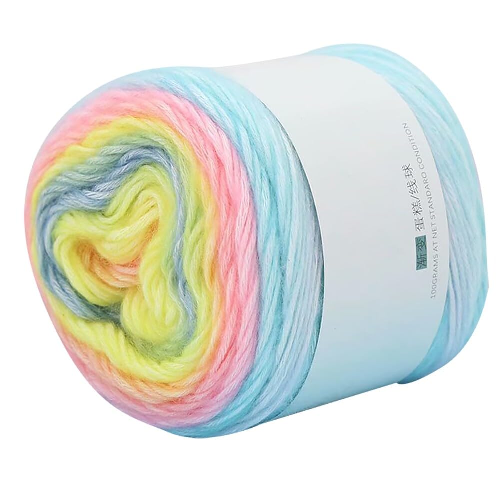 Uposao 100g Gradient Yarn, 100% Cotton Soft Warm Multicolor Cake DIY Rainbow Yarn for Knitting Or Crochet