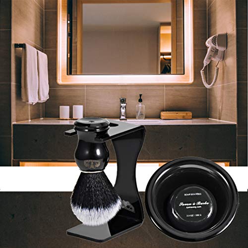Shaving Brush Kit For Man Classic Black Shaving Soap Bowl/Mug and Brush + Shaving Razor Hodler Stand and Natural Shave Soap Perfect for Men Gift