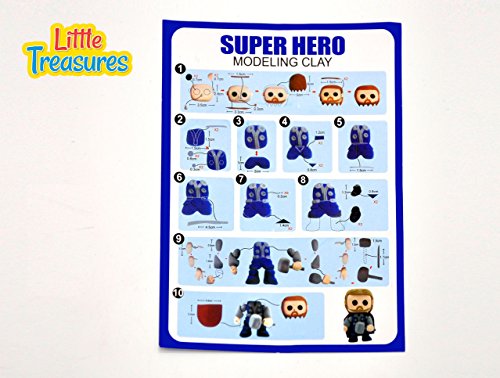 Little Treasures Clay Set of 2 Hero Characters molding Play-Dough kit – a Fun Arts and Craft Kid’s Artist Toy Project Clay Modeling and Sculpting DIY Play-Set – Create Your 3D Theme