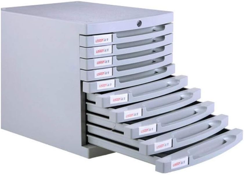 Amazon Com Baiyun Flyin 10 Layer Lockable File Cabinet Ps Plastic A4 Booklet Desktop Storage Cabinet Can Insert Label Stickers Home Kitchen