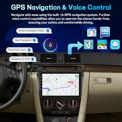 [2G+64G] Android Radio for Mazda 3 2003-2009, CarPlay & Android Auto Wireless, EQ DSP, Car Radio with 9 Inch Touchscreen, GPS, WiFi, FM RDS, Bluetooth, SWC + Rear Camera