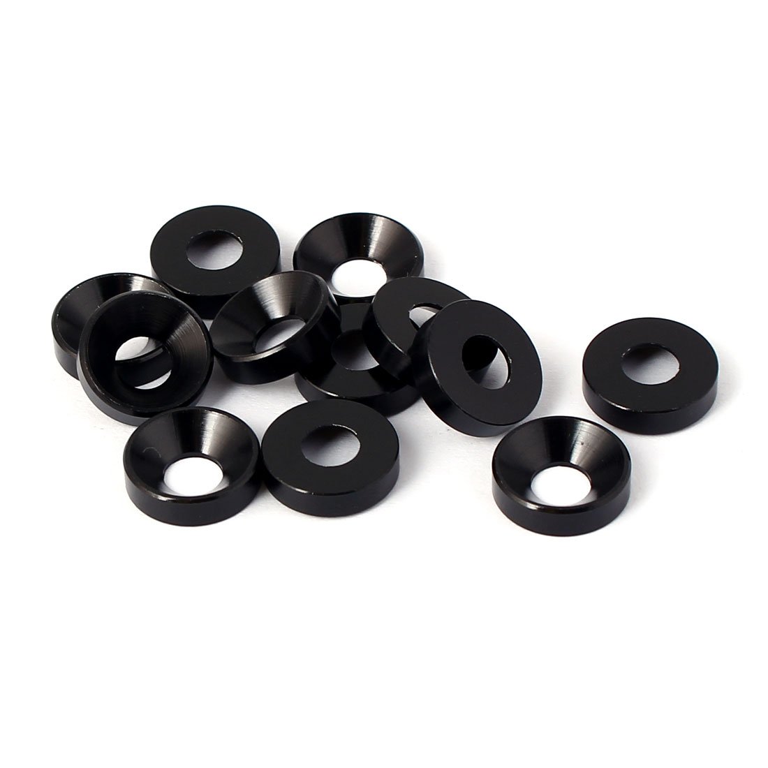 Sourcingmap M5 5mm Flat Head Screw Bolt Aluminum Countersunk Washers Black 12 Pcs