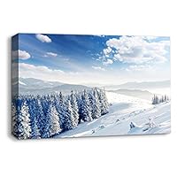Canvas Wall Art Snowy Day Canvas Prints Home Artwork Decoration for Living Room,Bedroom - 12x18 inches