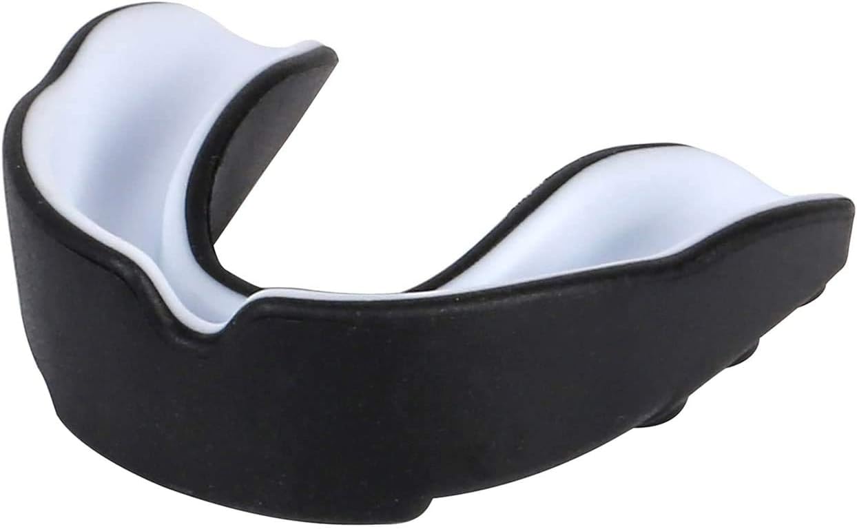 Mouth guard sports Adult moldable braces gel protective teeth|Gum Shield mouthguards for training, sparring, boxing, mma, kickboxing, basketball, hockey, lacrosse, mixed martial arts, muay thai (Black/White) : Sports & Outdoors