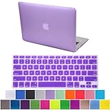 HDE MacBook Air 13 inch Case Soft Touch Matte Plastic Hard Case with Keyboard Cover (Models: A1369 and A1466), Purple