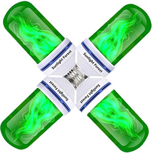 Sunlight Forest – Green LED Flame Effect Light Bulb – E26 E27 4 Modes with Upside Down Effect Simulated Atmosphere Lighting for Christmas Gift Lights Outdoor Indoor Hotel Party Decoration (4PACK)