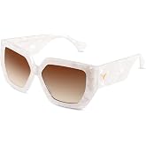 THUNY Oversized Polarized Sunglasses Women with UV400 | Acetate Frame,Retro Trendy Big Square sunglasses for Women Travel Driving Beach