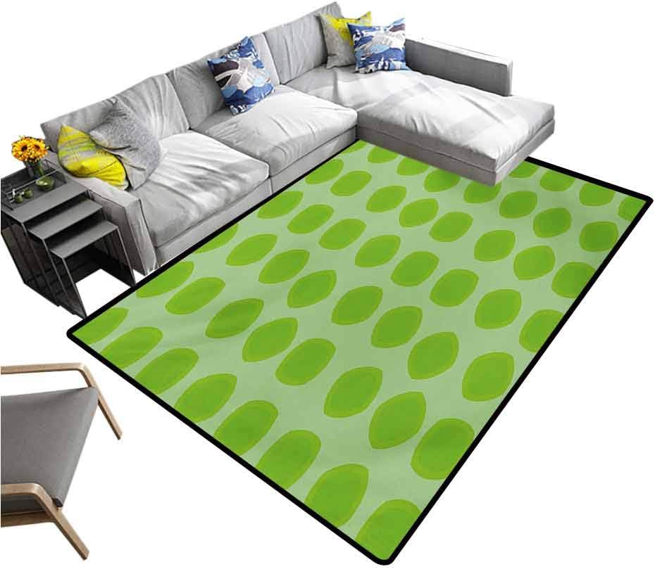 Lime Green Carpet Simplistic Formless Geometric Shapes in Different Shades Kids Nursery Theme Bedroom Hallway Rug Almond Green (5'x7')