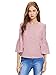 Floerns Women's Bell Sleeve Beading Casual Blouse Top Red and White S