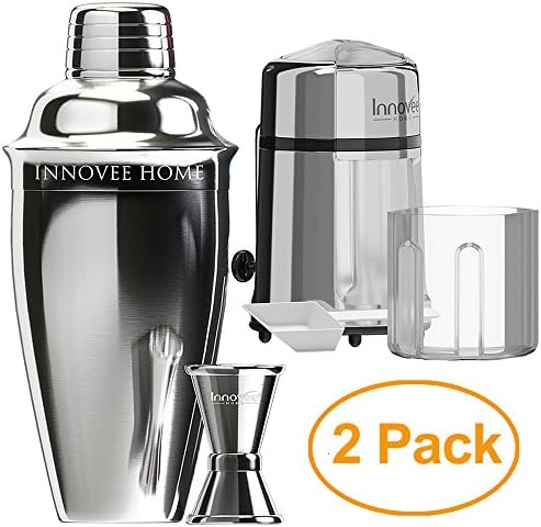 Innovee Home 2 Pack Including - Cocktail Shaker + Manual Ice Crusher