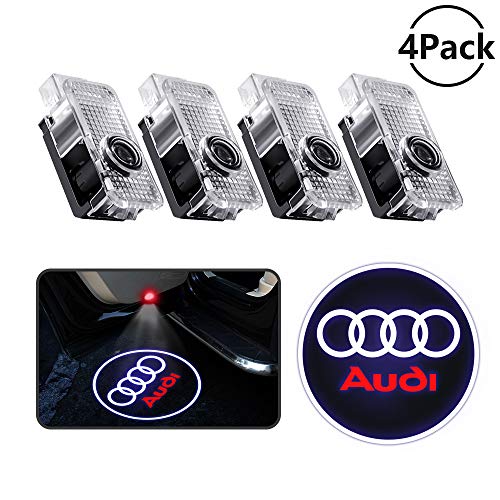 4 Pcs Car Door Projector LED Logo Lights, Audi Puddle Entry Ghost Shadow Welcome Lighting for Audi A1 A3 A4 A5 A6 A7 A8 Q3 Q5 Q7 R8 TT Accessories & Parts Emblem Reflector Lamp
