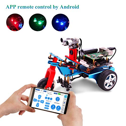Yahboom WiFi Smart Robot Car Learning Kit for Raspberry Pi 3B+ Programming Robotics Vehicle Kit Camera Video Wireless Electronic Toys with Detail Manual(Raspberry Pi not Include)