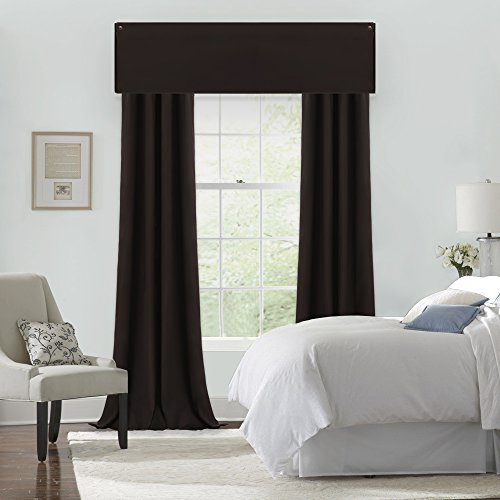 NICETOWN Solid Blackout Curtain Valance Easy Made Thermal Insulated Cornice Valance for Hall/Villa (Single Piece, 100” x 20”, Toffee Brown)
