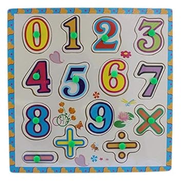 Tootpado Wooden Number Puzzle Board with peg Knobs - (1TNG86)