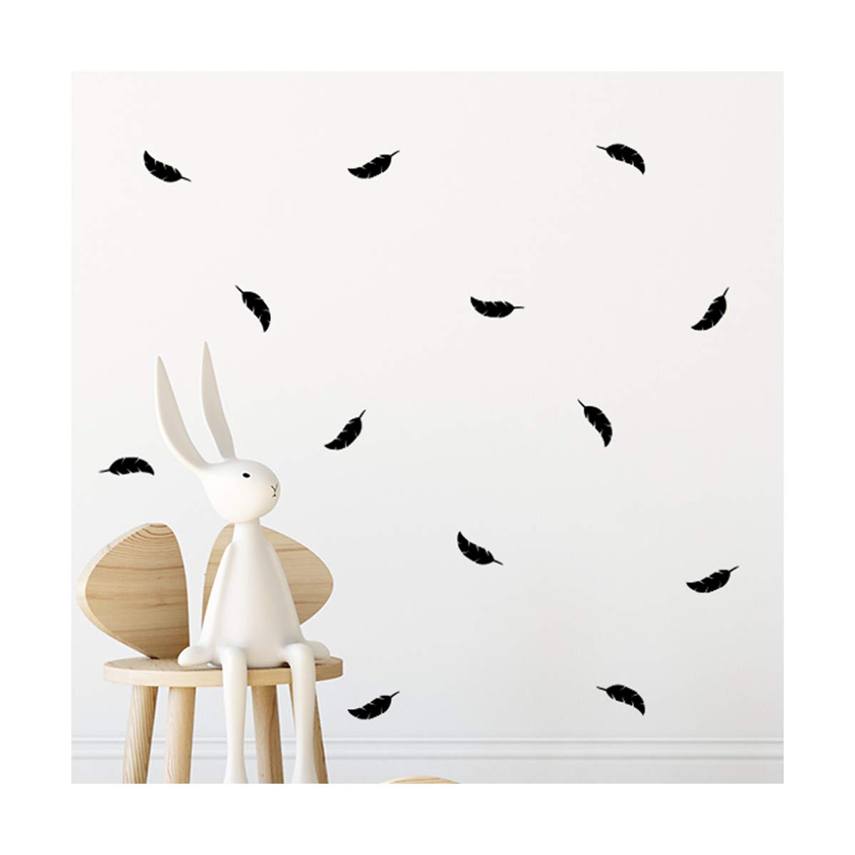StickerDeen | Feather Birds Boho Style Shape Decoration Removable Window, Furniture, Nursery Wall Art Vinyl Decal Stickers Gift | (Pack 64) (Black)