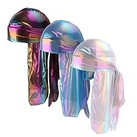 HADM Unisex Silky Durag Extra Long-Tail Headwraps Pirate Cap Turban Hat for 360 Waves