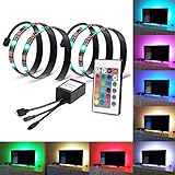 Smartdio Bias Lighting for HDTV - 2 USB LED Backlight Bright RGB Multi Color Strip With Remote Control for Flat Screen TV LCD, Desktop Monitors (Reduce eye fatigue and increase image clarity)