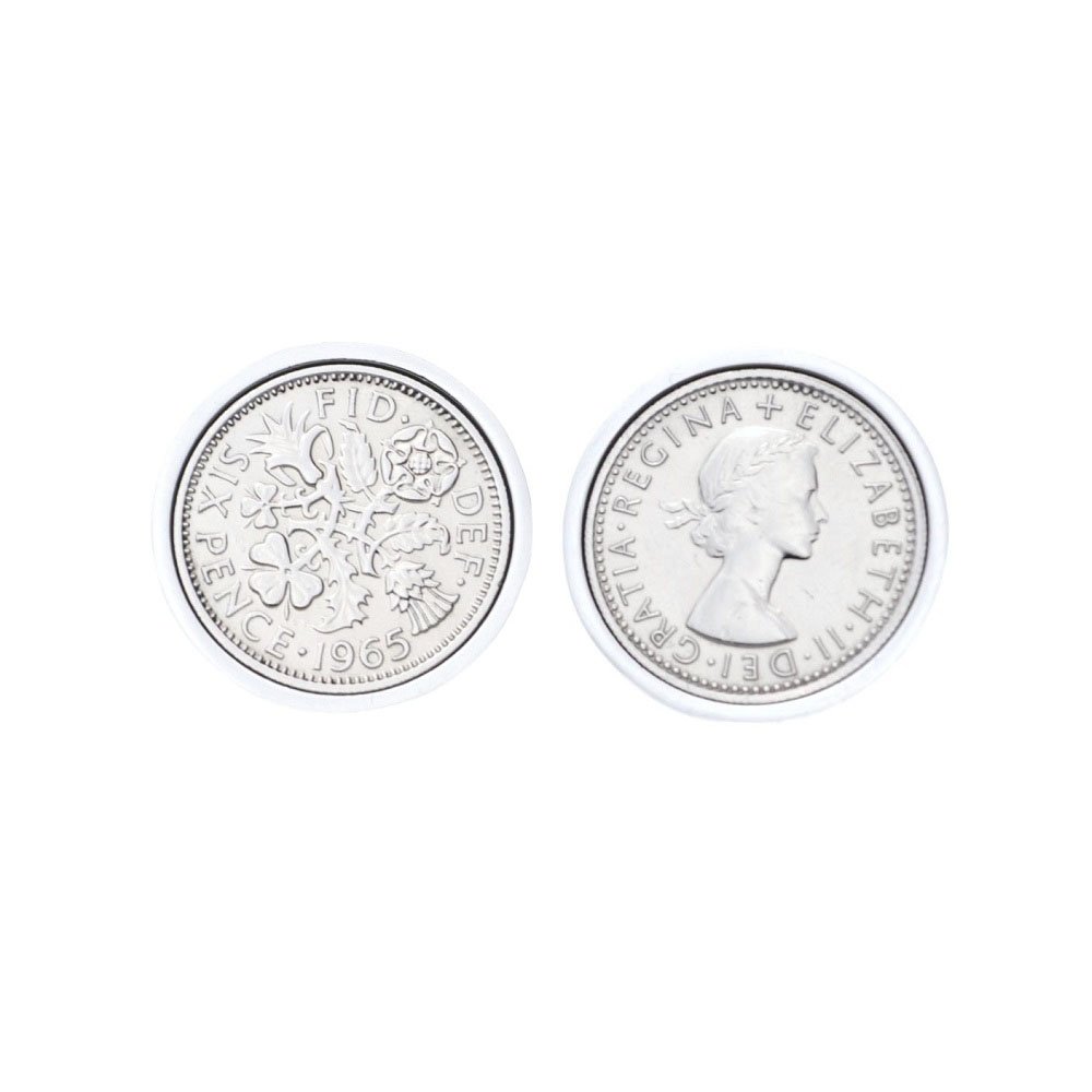 Polished Sixpence Cufflinks | 1965 Anniversary 1965 Coins 61st Birthday