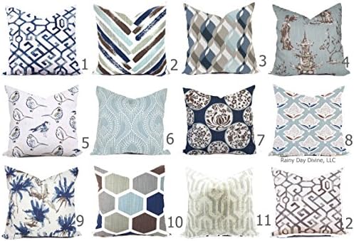 Pillow Cover Spa Blue Linen Beige Navy Modern Designer