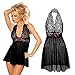 Coswe Moonight Plus Size Lace Top Babydoll Lingerie for Women (6XL, Black)