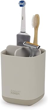 Joseph Joseph Easy-Store Toothbrush Holder Caddy Bathroom Storage Matt Ecru