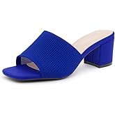 Herstyle Low Block Heels for Women – Slip-On Mules, Square Open Toe 2.5 Inch Comfort Chunky Heeled Sandals, Trendy 2025 Casual Dress Pumps Shoes for Party, Wedding & Office