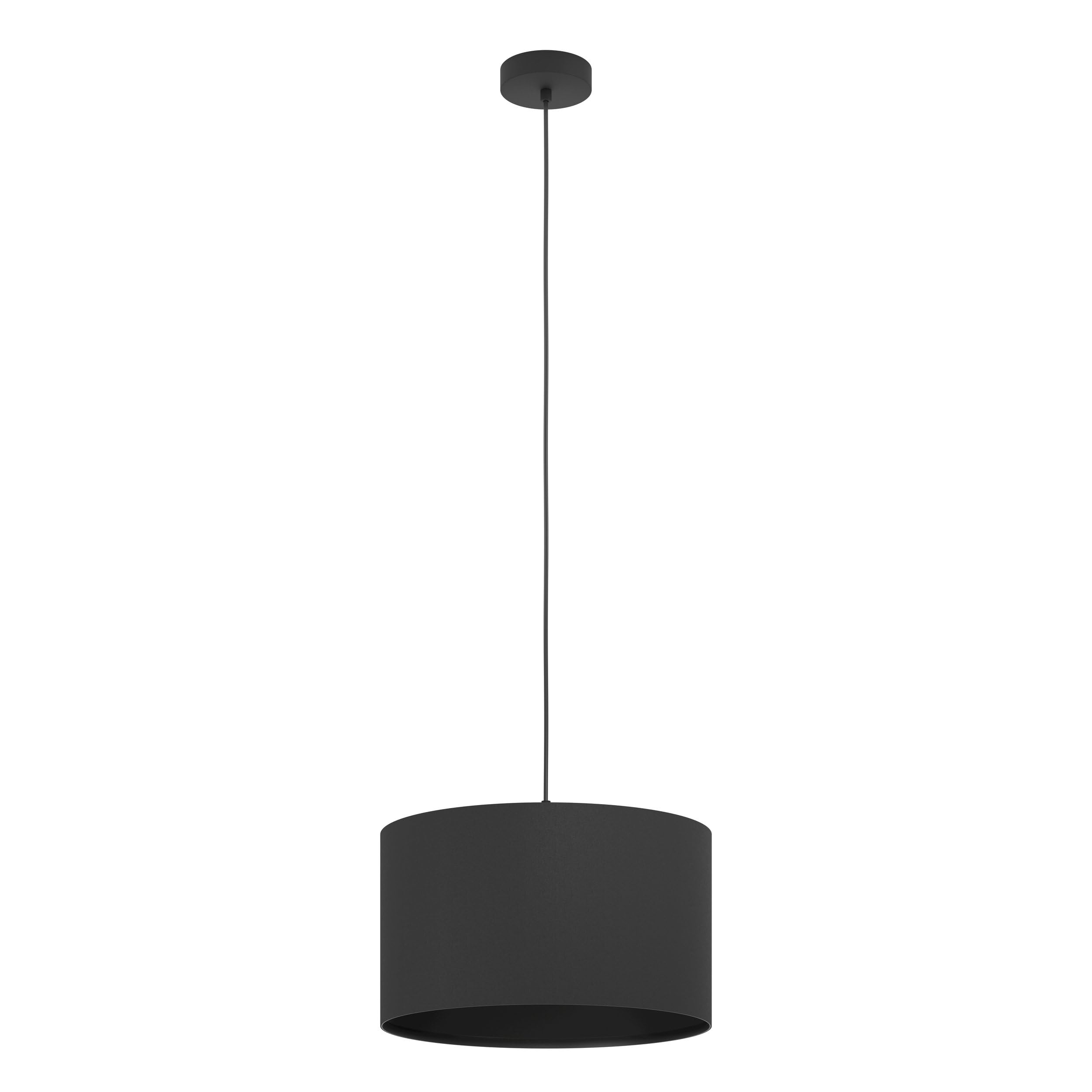 Eglo Pendant Lighting Maserlo 1, Vintage Ceiling Light Fitting Made of Black Steel and Fabric, Hanging lamp for Dining and Living Room, E27 Socket, Ø 15 inches